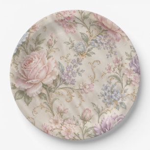 Antike Shabby Chic Rosa Pfingstrose Rose Floral Pappteller