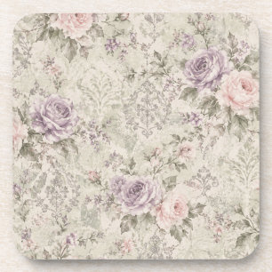 Antike Shabby-Chic-Rosen Quadratische Wanduhr Getränkeuntersetzer