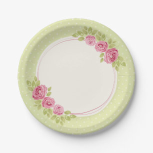 Antike Shabby Chic Rosen Rahmen Papier Teller