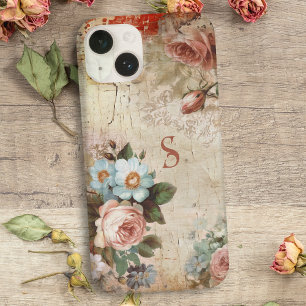 Antike Shabby Rustikale Rosen & Monogramm Case-Mate iPhone 14 Hülle