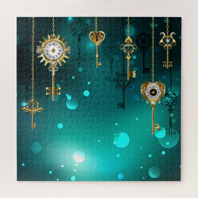 Antike Skeleton Keys on Green Background (Horizontal)