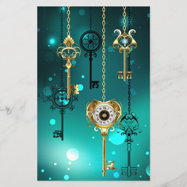 Antike Skeleton Keys on Green Background (Vorderseite)