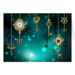 Antike Skeleton Keys on Green Background