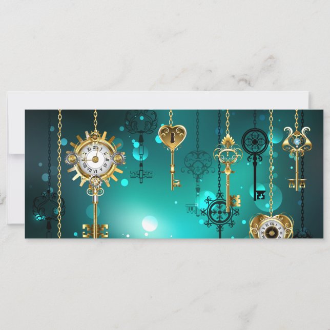 Antike Skeleton Keys on Green Background Ankündigung (Vorderseite)