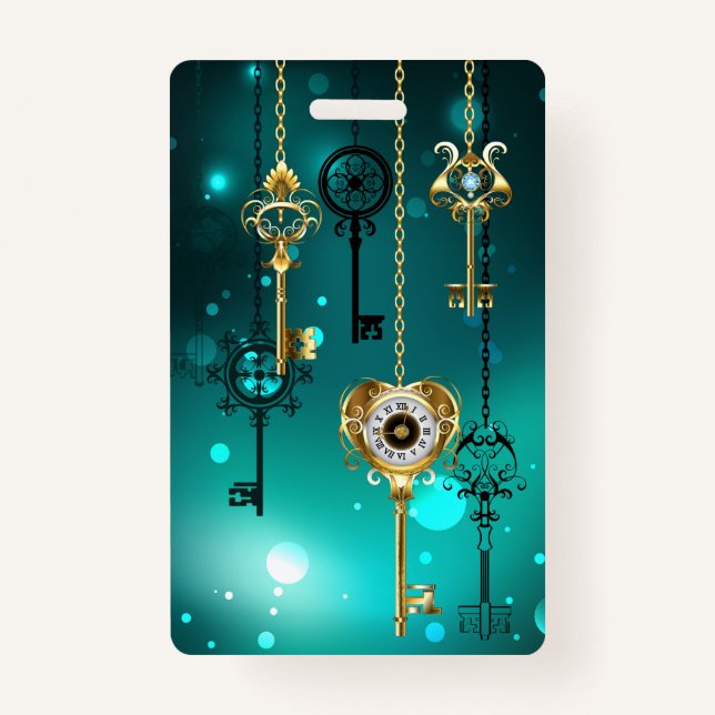 Antike Skeleton Keys on Green Background Ausweis (Vorderseite)