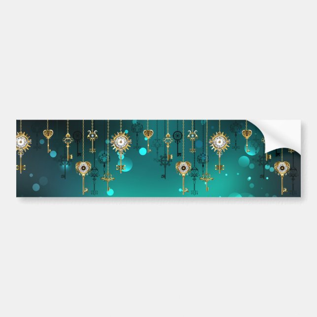 Antike Skeleton Keys on Green Background Autoaufkleber (Vorne)