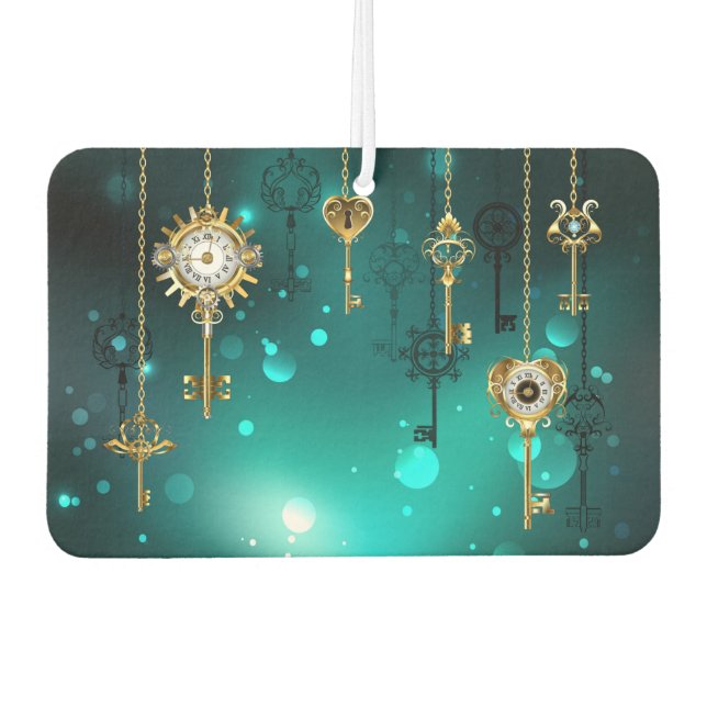 Antike Skeleton Keys on Green Background Autolufterfrischer (Vorderseite)