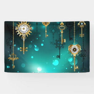 Antike Skeleton Keys on Green Background Banner
