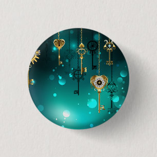 Antike Skeleton Keys on Green Background Button