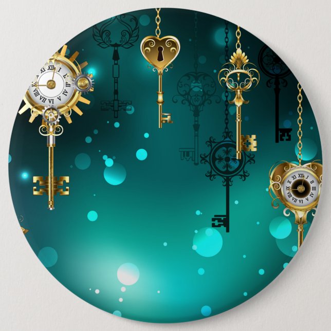 Antike Skeleton Keys on Green Background Button (Vorderseite)