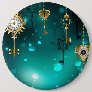 Antike Skeleton Keys on Green Background Button