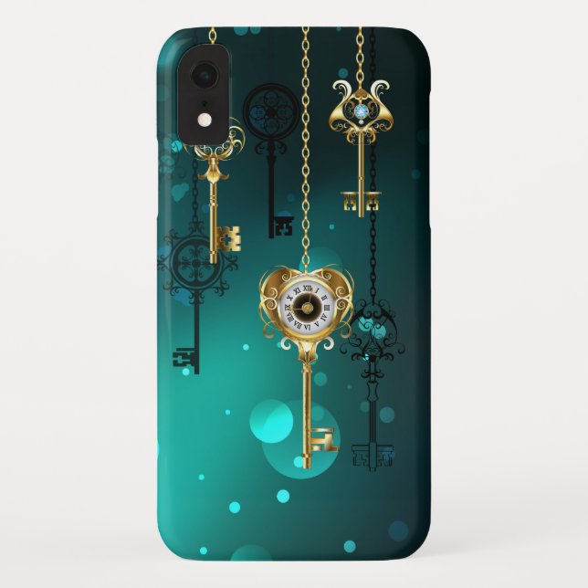 Antike Skeleton Keys on Green Background Case-Mate iPhone Hülle (Rückseite)