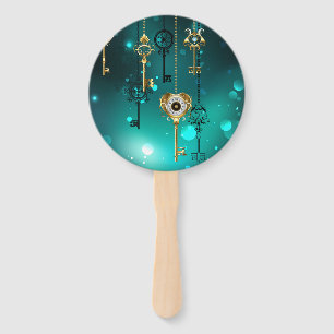 Antike Skeleton Keys on Green Background Fächer