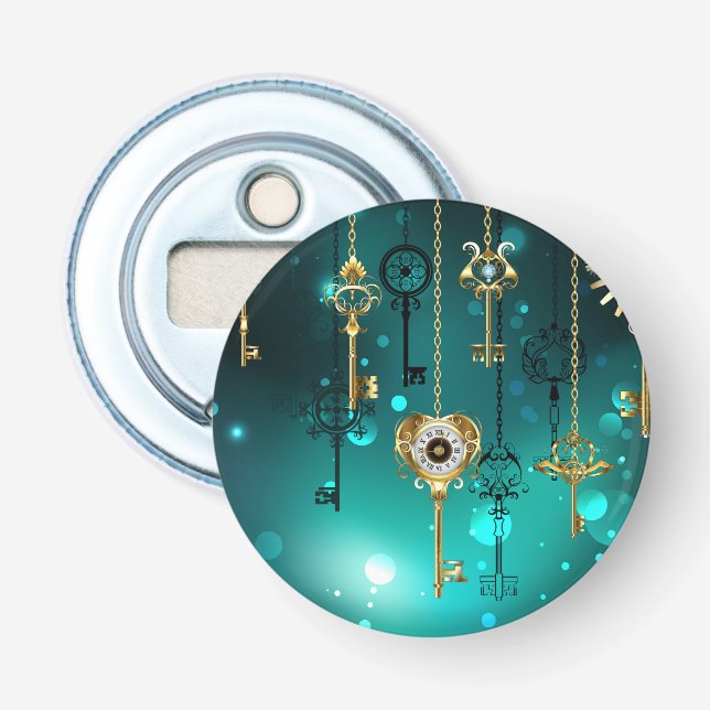 Antike Skeleton Keys on Green Background Flaschenöffner (Vorderseite)