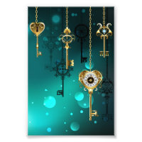 Antike Skeleton Keys on Green Background