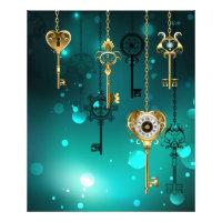 Antike Skeleton Keys on Green Background