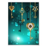 Antike Skeleton Keys on Green Background