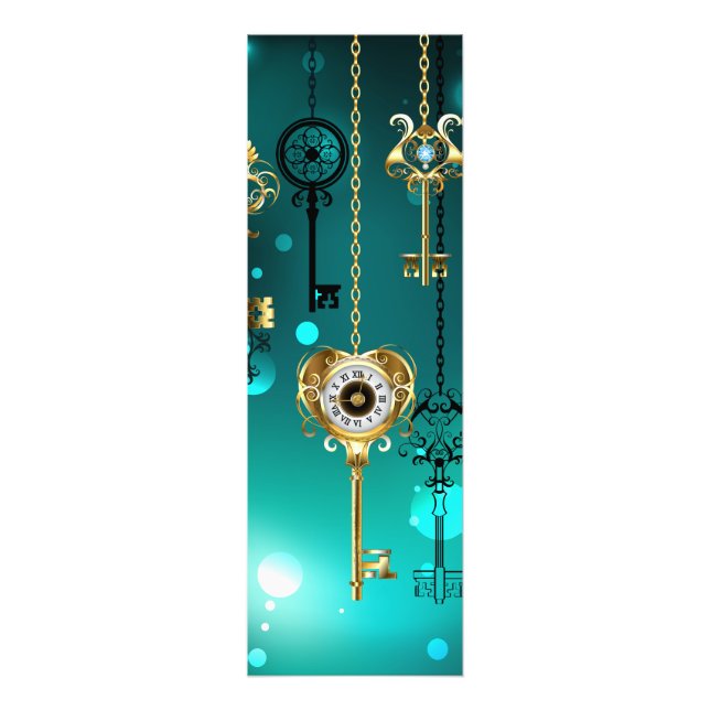 Antike Skeleton Keys on Green Background Fotodruck (Vorne)