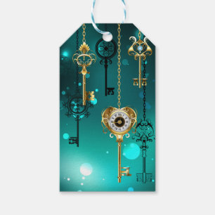 Antike Skeleton Keys on Green Background Geschenkanhänger