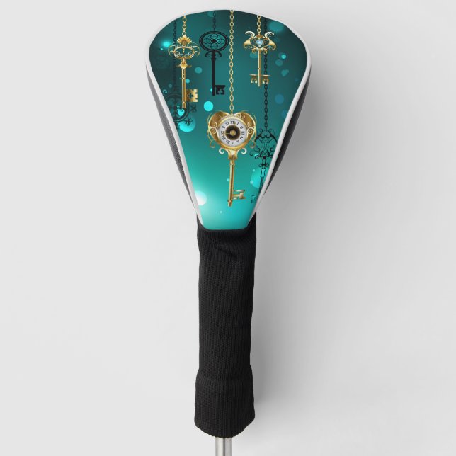 Antike Skeleton Keys on Green Background Golf Headcover (Vorderseite)