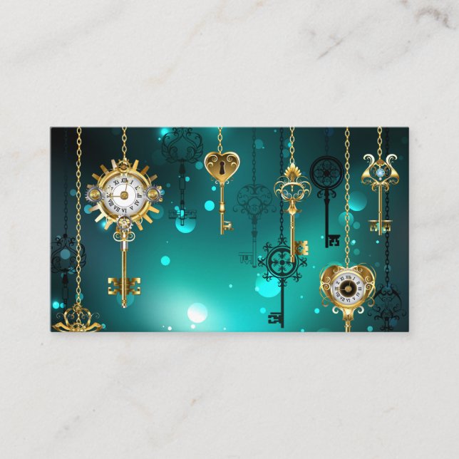 Antike Skeleton Keys on Green Background Hinweiskarte (Vorderseite)