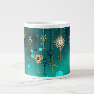Antike Skeleton Keys on Green Background Jumbo-Tasse