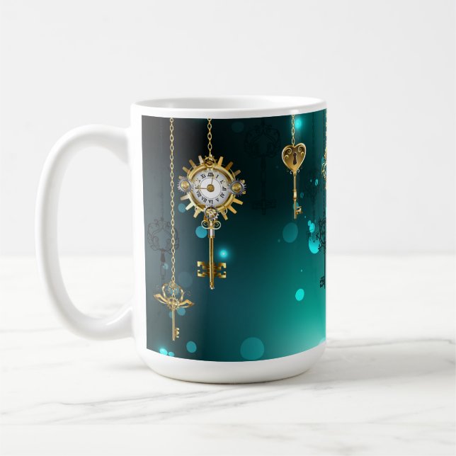 Antike Skeleton Keys on Green Background Kaffeetasse (Links)