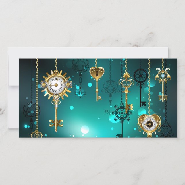 Antike Skeleton Keys on Green Background Karte (Vorderseite)