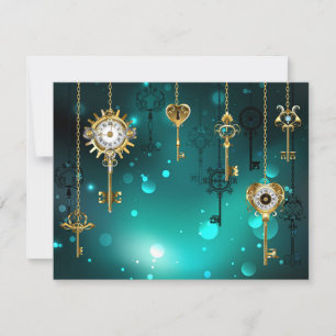 Antike Skeleton Keys on Green Background Karte