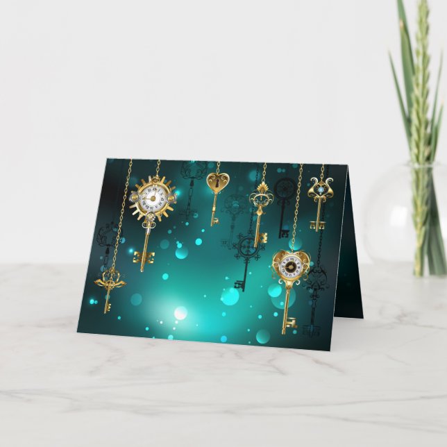 Antike Skeleton Keys on Green Background Karte (Vorderseite)