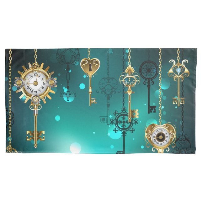 Antike Skeleton Keys on Green Background Kissenbezug (Vorderseite-Links)