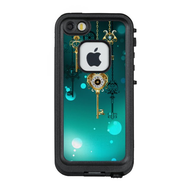 Antike Skeleton Keys on Green Background LifeProof iPhone Hülle (Rückseite)