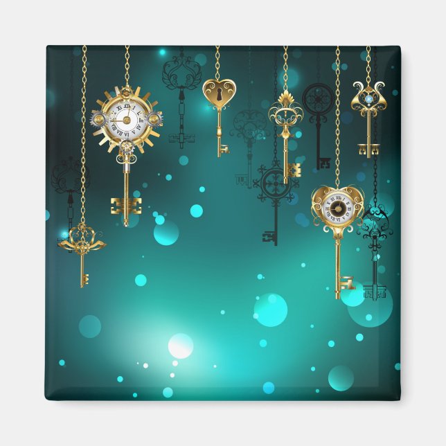 Antike Skeleton Keys on Green Background Magnet (Vorne)