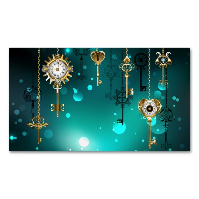 Antike Skeleton Keys on Green Background Magnetische Visitenkarte (Vorderseite)