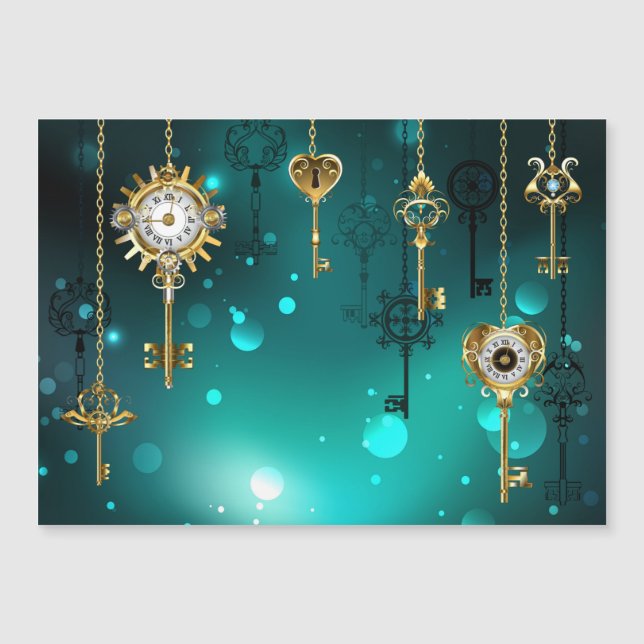 Antike Skeleton Keys on Green Background Magnetkarte (Vorderseite)