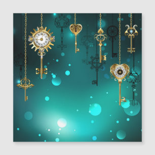 Antike Skeleton Keys on Green Background Magnetkarte