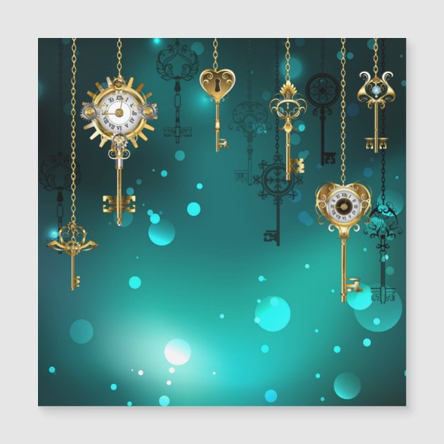 Antike Skeleton Keys on Green Background Magnetkarte (Vorderseite)