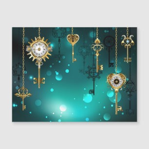 Antike Skeleton Keys on Green Background Magnetkarte