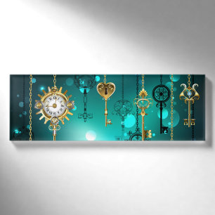 Antike Skeleton Keys on Green Background Namenschild