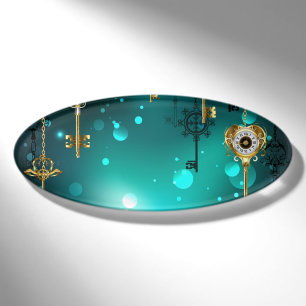 Antike Skeleton Keys on Green Background Namenschild