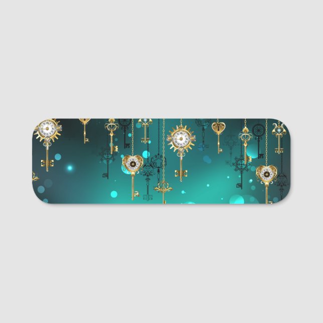 Antike Skeleton Keys on Green Background Namensschild (Vorderseite)