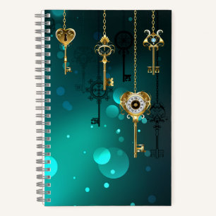 Antike Skeleton Keys on Green Background Notizbuch