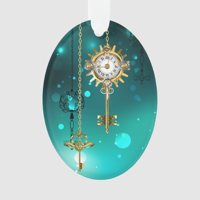 Antike Skeleton Keys on Green Background Ornament (Vorderseite)