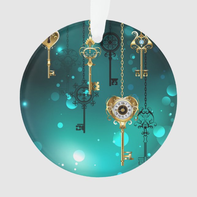 Antike Skeleton Keys on Green Background Ornament (Vorderseite)