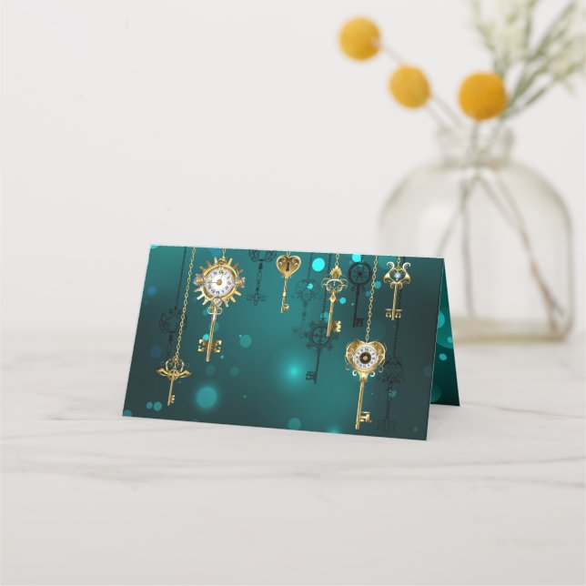 Antike Skeleton Keys on Green Background Platzkarte (Vorderseite)