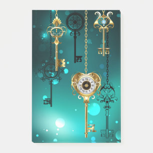 Antike Skeleton Keys on Green Background Post-it Klebezettel