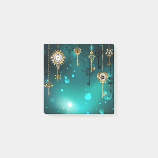 Antike Skeleton Keys on Green Background Post-it Klebezettel (Vorderseite)