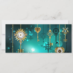 Antike Skeleton Keys on Green Background Save The Date