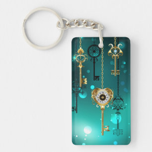 Antike Skeleton Keys on Green Background Schlüsselanhänger