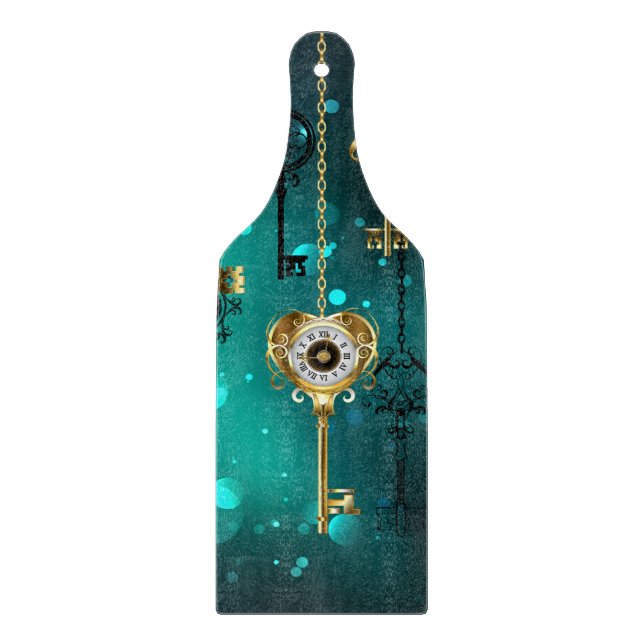 Antike Skeleton Keys on Green Background Schneidebrett (Vorderseite)